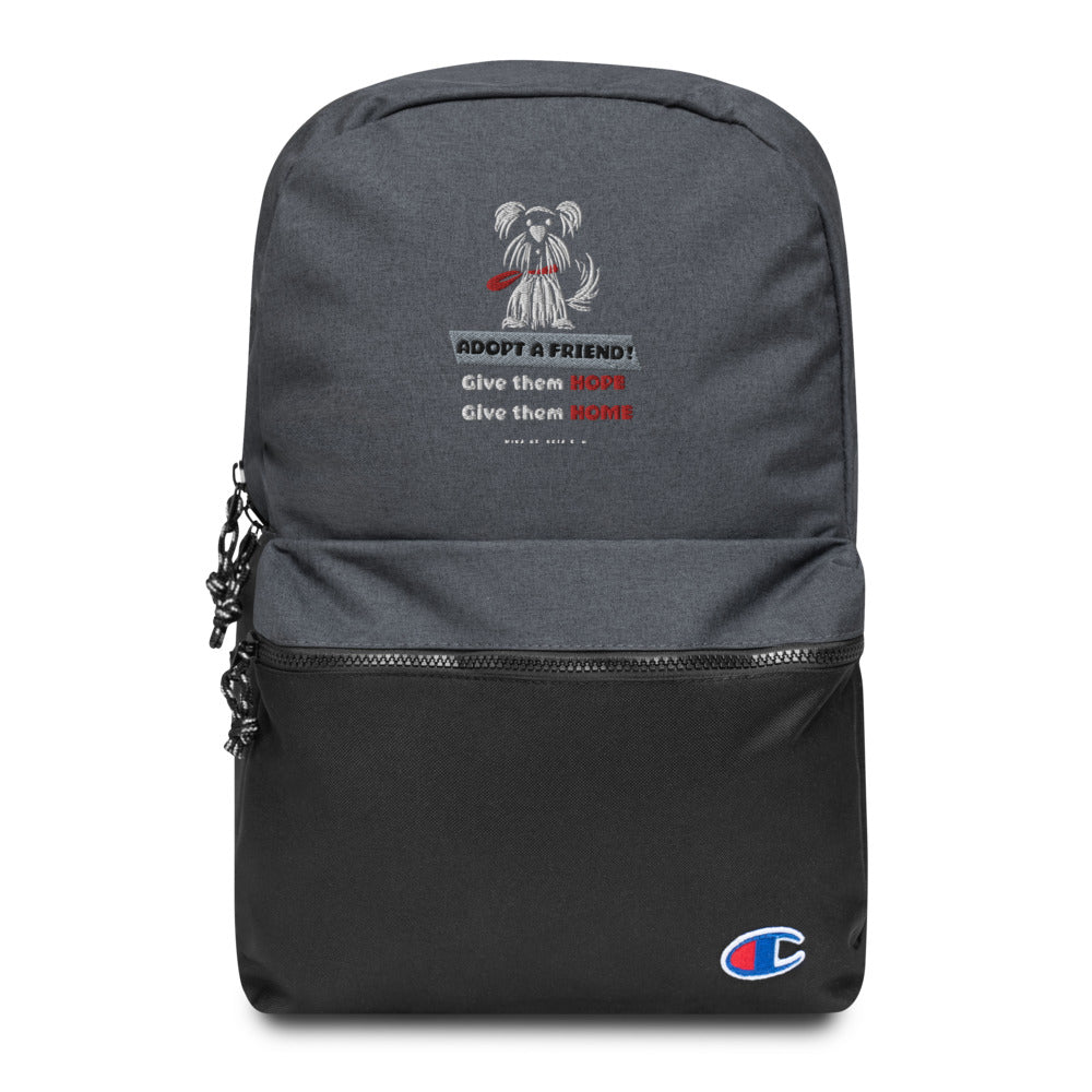 'Adopt a friend' Embroidered Champion Backpack