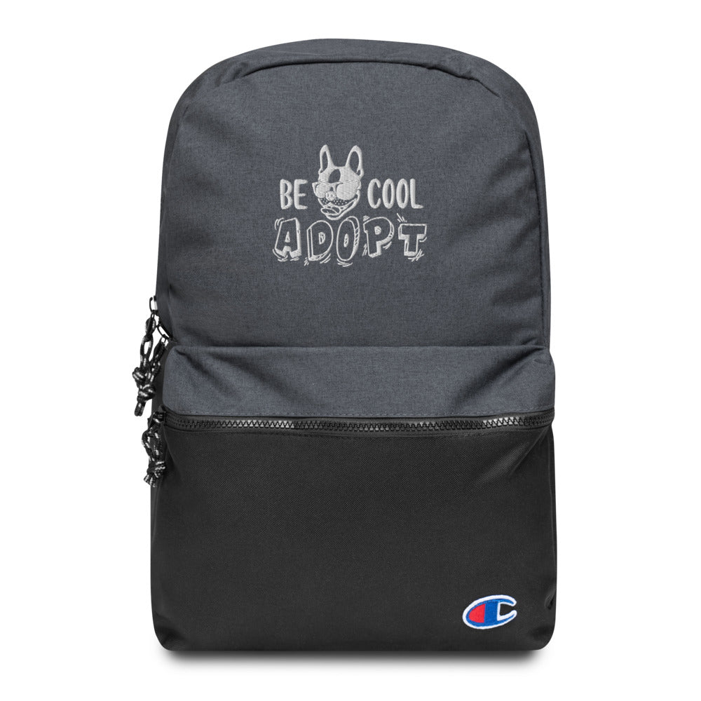 French Bulldog Embroidered 'Be Cool .Adopt' Backpack