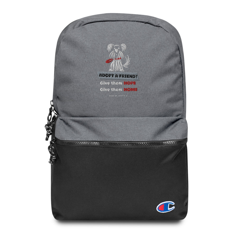 'Adopt a friend' Embroidered Champion Backpack