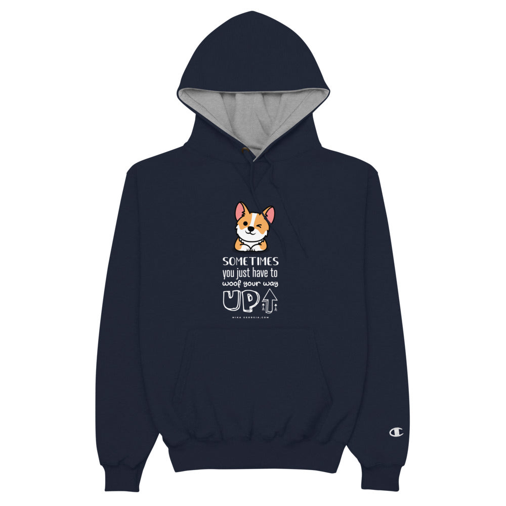 'Woof your way up' Champion Hoodie