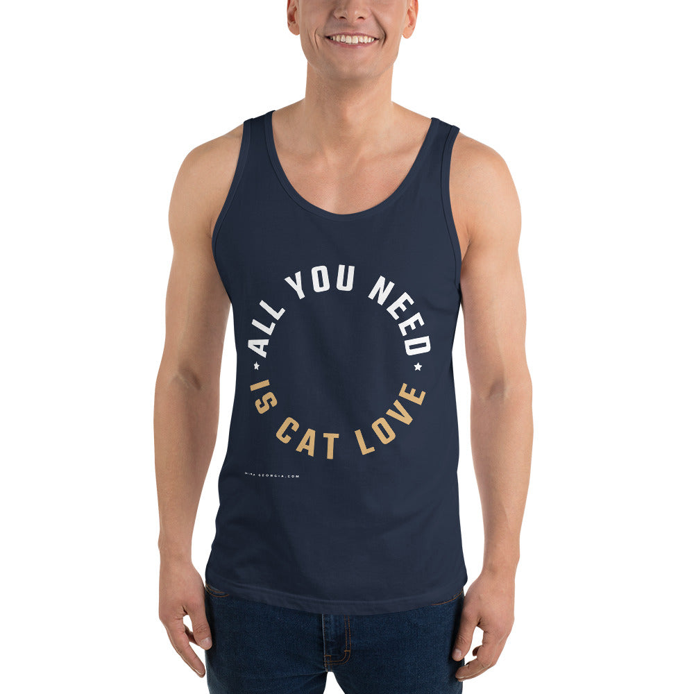 'All you need is cat love' Unisex Tank Top