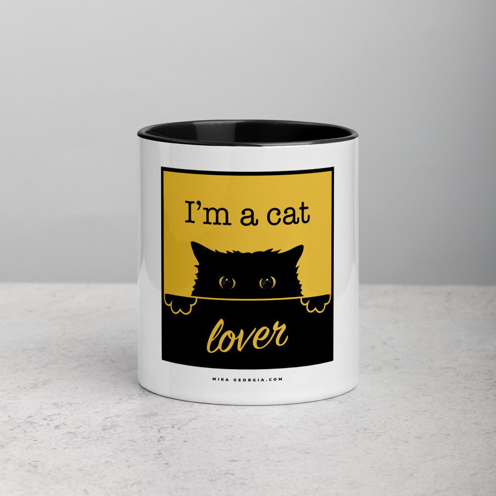 'I'm a cat lover' Mug with Color Inside