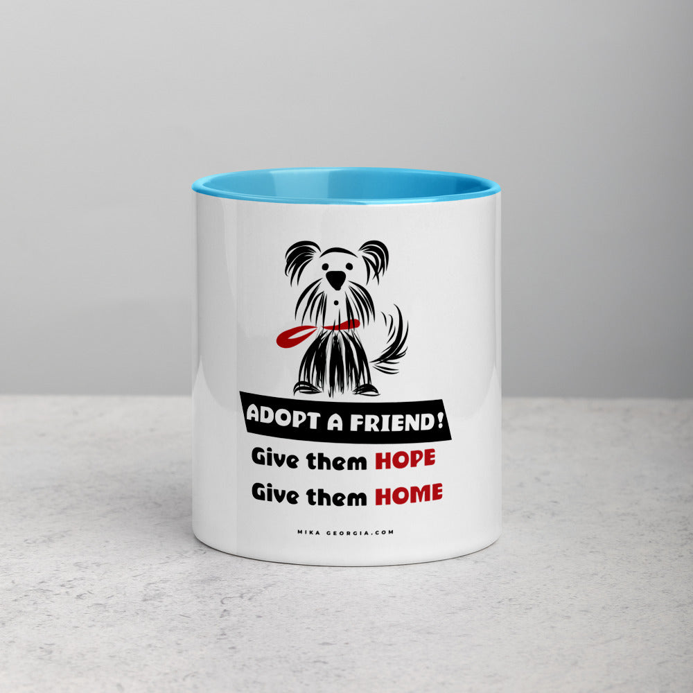 'Adopt a friend' Mug with Color Inside