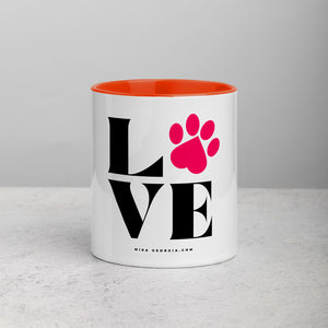 'We L.O.V.E pets' Mug with Color Inside