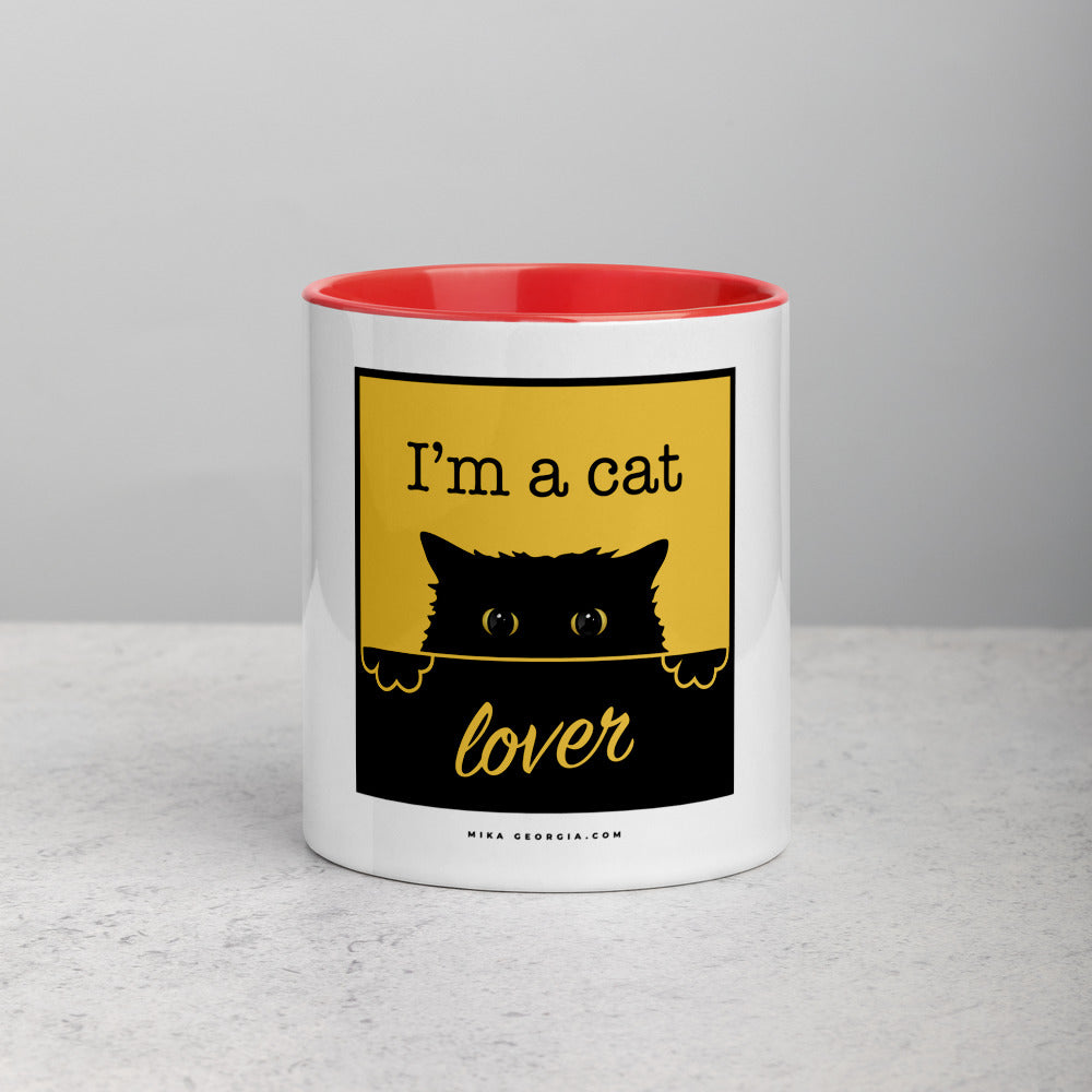 'I'm a cat lover' Mug with Color Inside