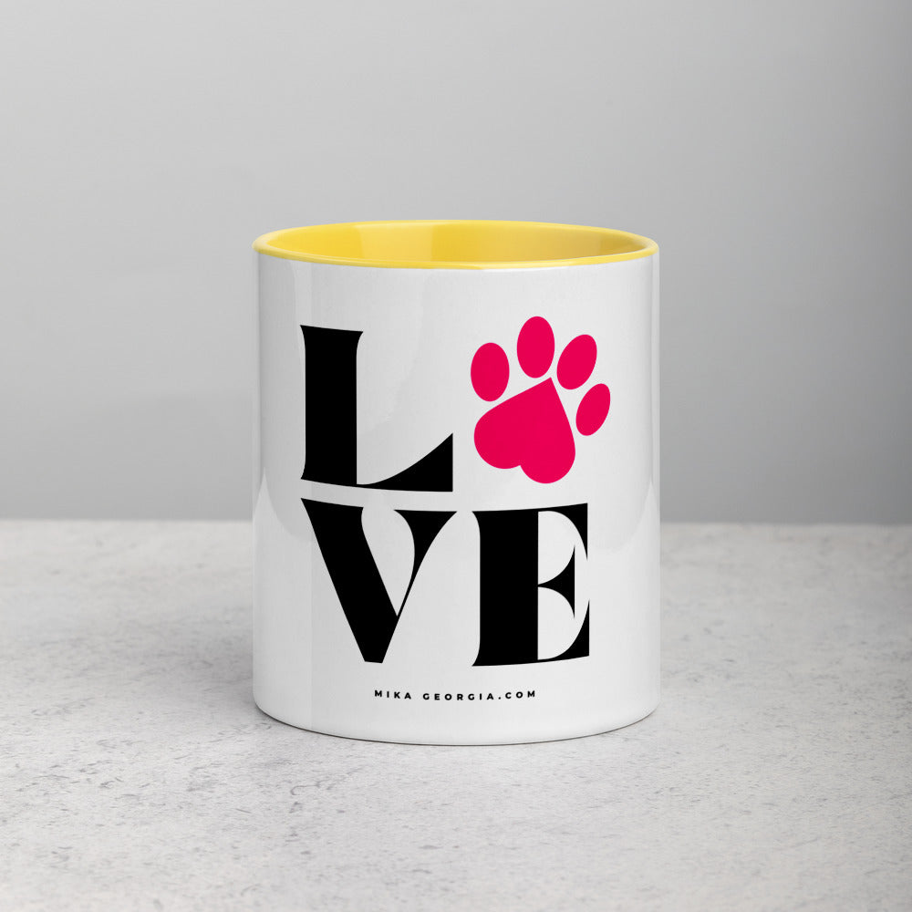 'We L.O.V.E pets' Mug with Color Inside