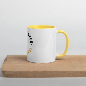 'All you need is cat love' Mug with Color Inside